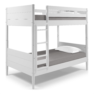 Mid Century Modern Bunk Bed Twin over Twin - White Finish