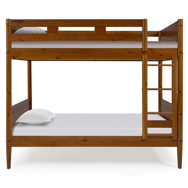 Mid Century Modern Bunk Bed Twin over Twin - Castanho Finish