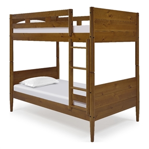 Mid Century Modern Bunk Bed Twin over Twin - Castanho Finish