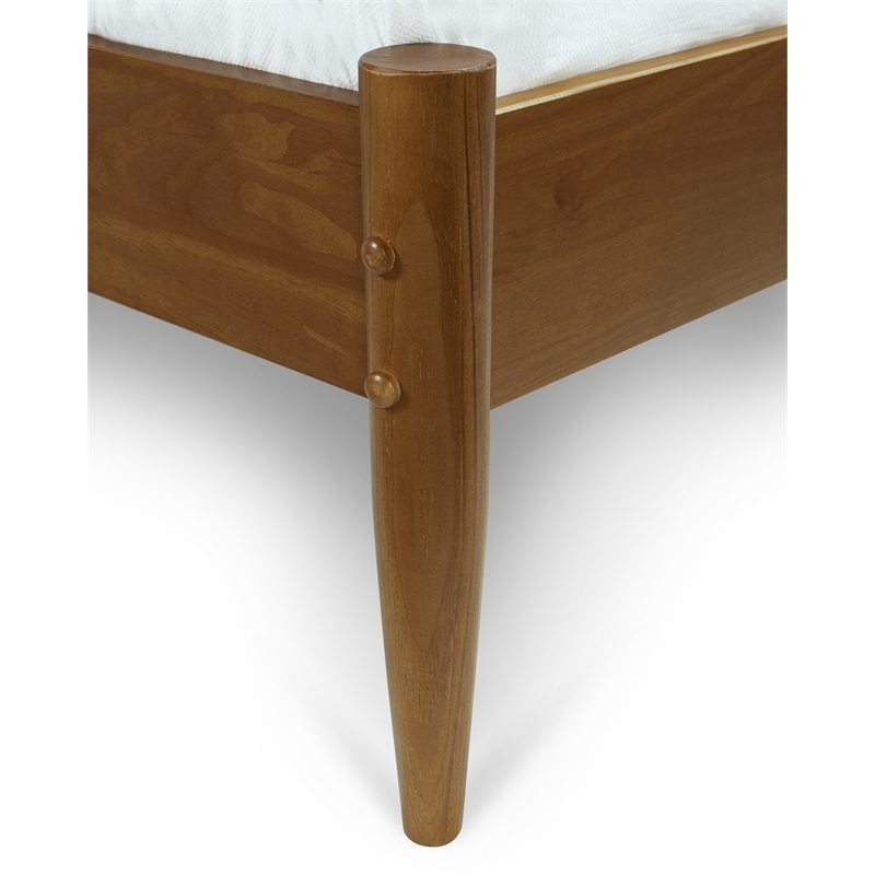 Camaflexi Mid-Century Solid Wood Platform Queen Bed in Castanho Brown