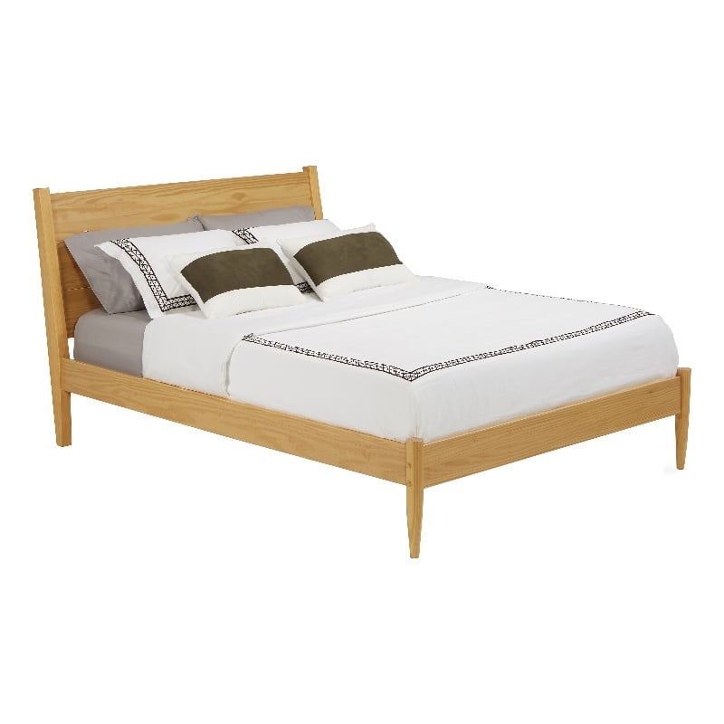Camaflexi Mid-Century Solid Wood Platform Queen Bed in Scandinavian Oak