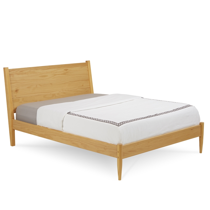 Camaflexi Mid-Century Solid Wood Platform Queen Bed in Scandinavian Oak