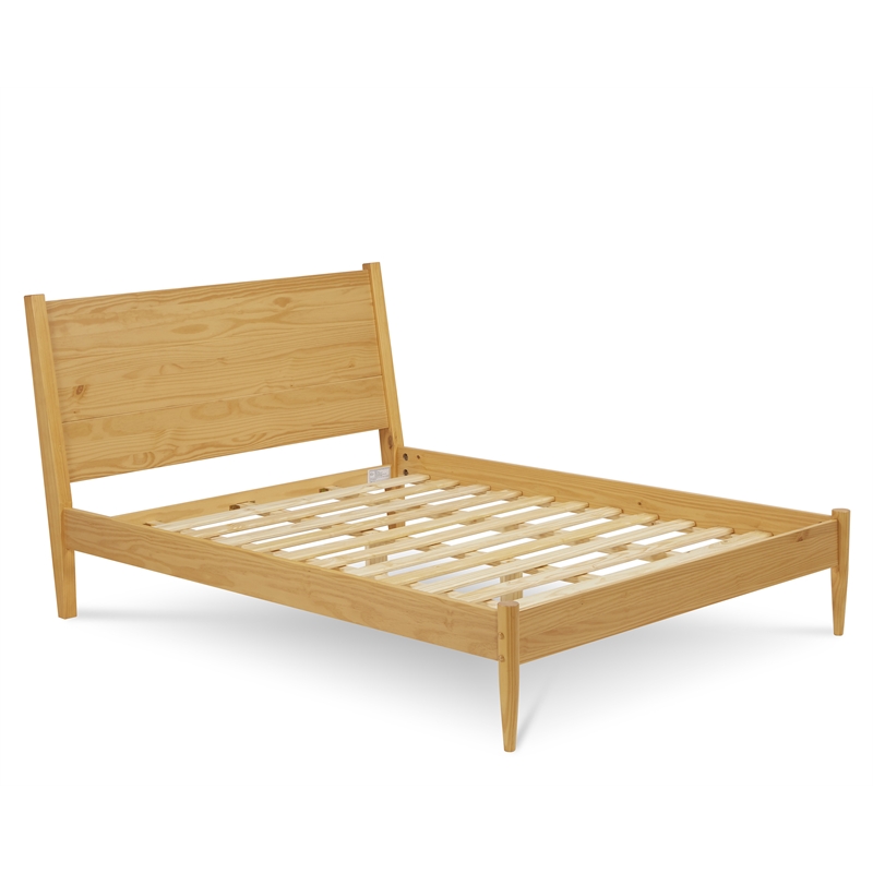 Camaflexi Mid-Century Solid Wood Platform Queen Bed in Scandinavian Oak