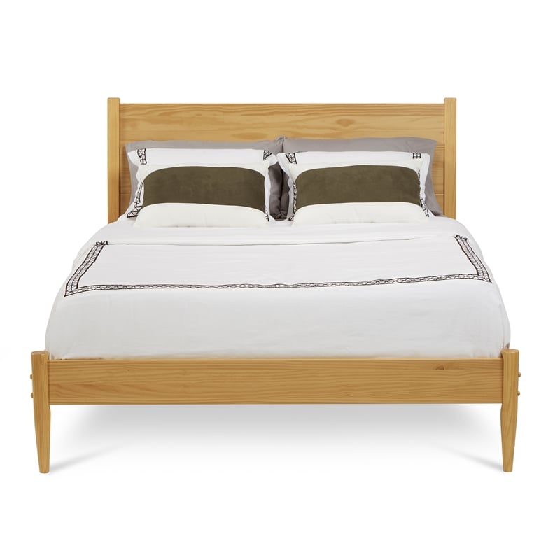 Camaflexi Mid-Century Solid Wood Platform Queen Bed in Scandinavian Oak