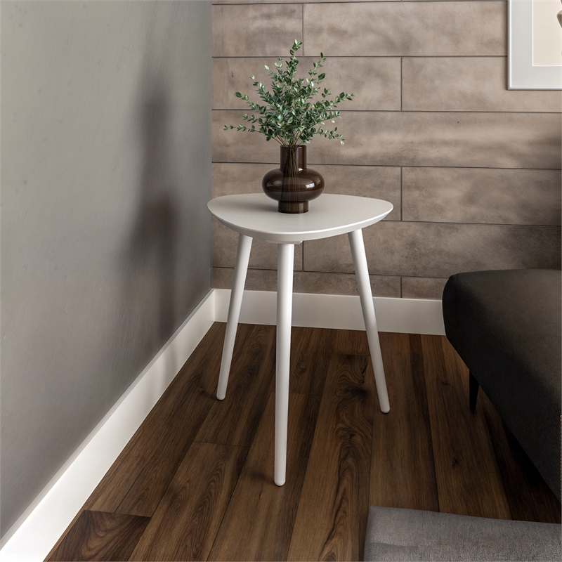 Mid Century Modern End Table White Finish