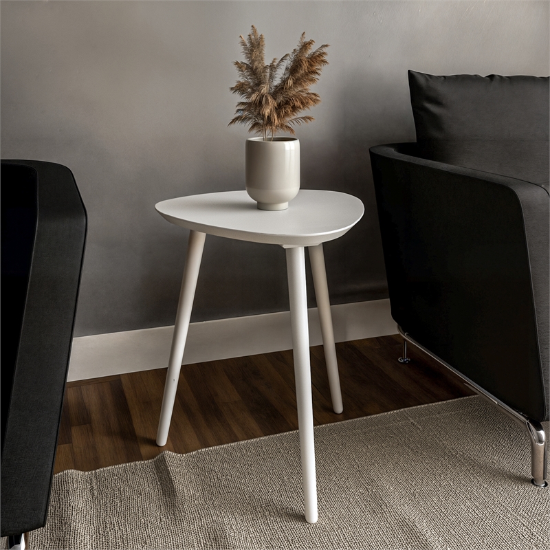 Mid Century Modern End Table White Finish