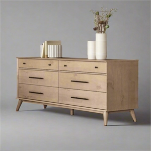 Camaflexi Mid Century Modern Dresser 6 Drawers Light Oak