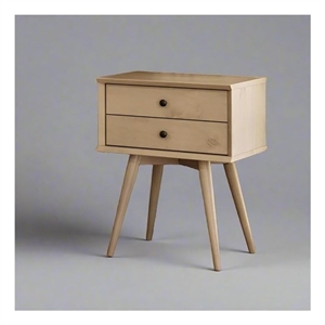 Camaflexi Mid Century 2 Drawer Light Oak Nightstand