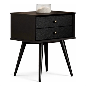 Camaflexi Mid Century 2 Drawer Black Nightstand