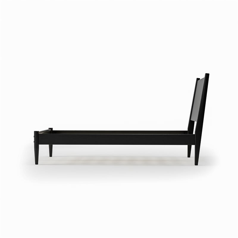 Camaflexi Mid Century Panel Bed Twin Size Black
