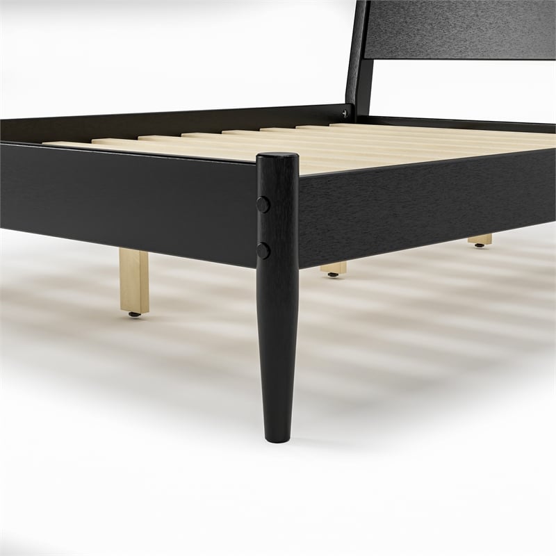 Camaflexi Mid Century Panel Bed Queen Size Black