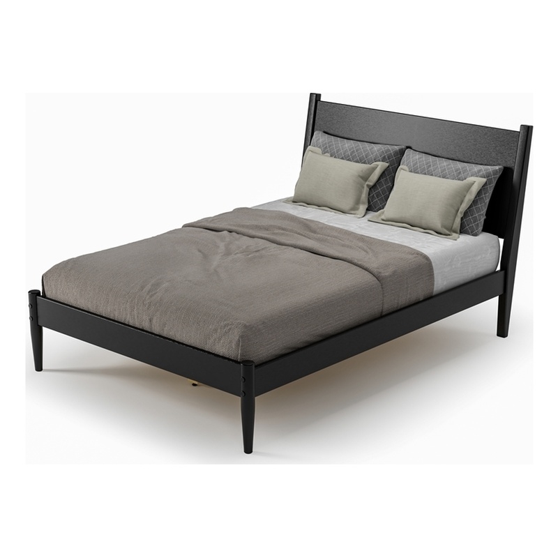 Camaflexi Mid Century Panel Bed Full Size Black