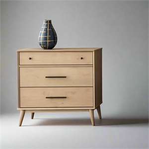 camaflexi mid century modern 3 drawer dresser light oak