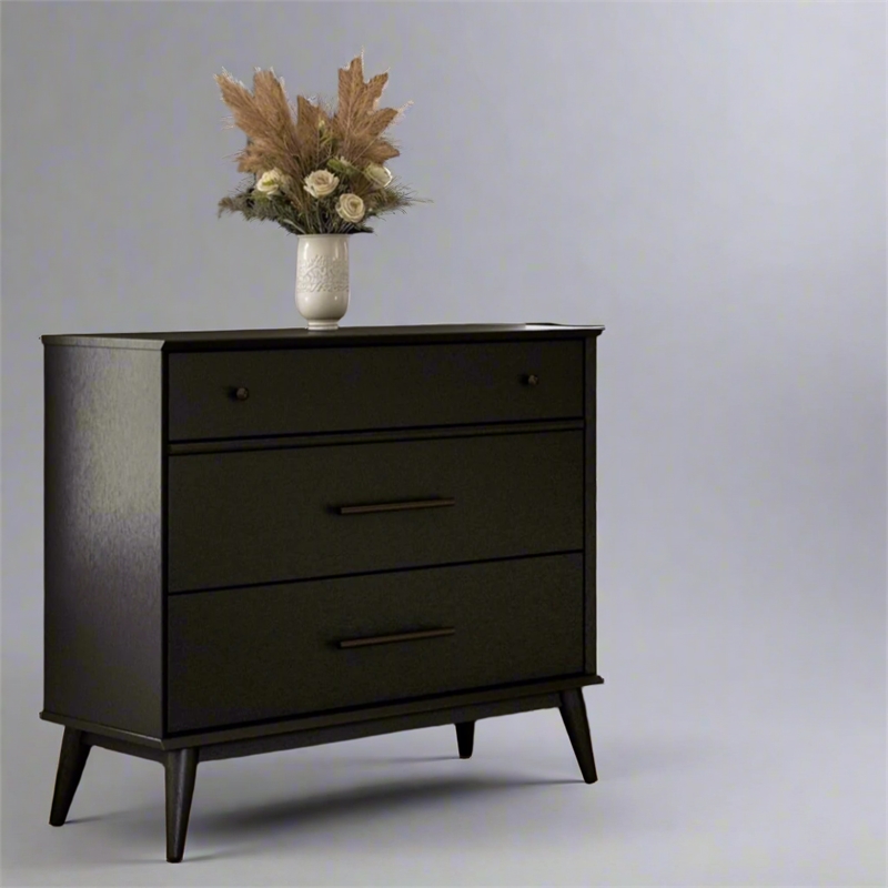 Camaflexi Mid Century Modern 3 Drawer Dresser Black