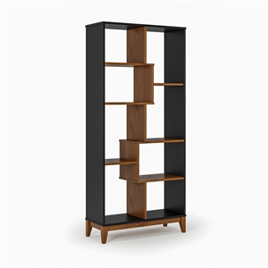 Geometrix Bookcase 72&quotH - Dark Pecan & Black Finish