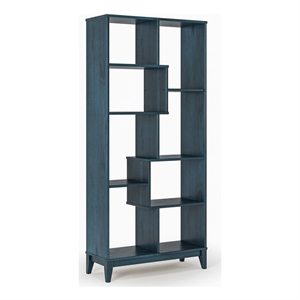 Geometrix Bookcase 72&quotH - Deep Ocean Blue Finish