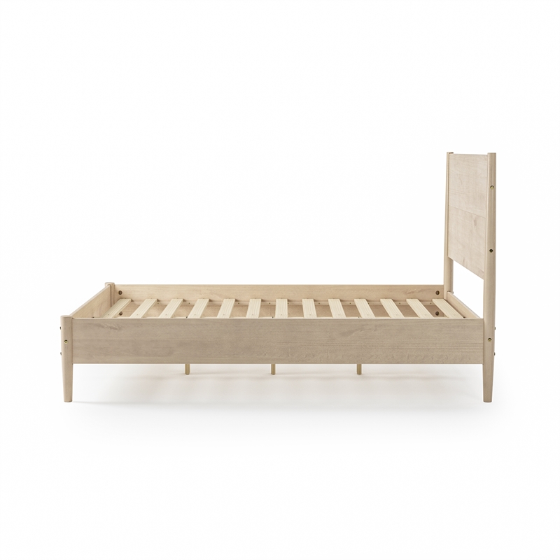 Mid Century Platform Bed Queen Size - Light Oak Finish