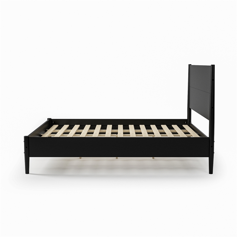Mid Century Platform Bed King Size - Black Finish