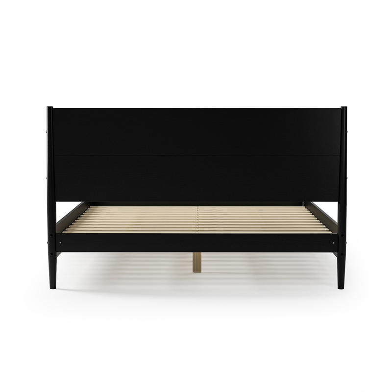 Mid Century Platform Bed King Size - Black Finish