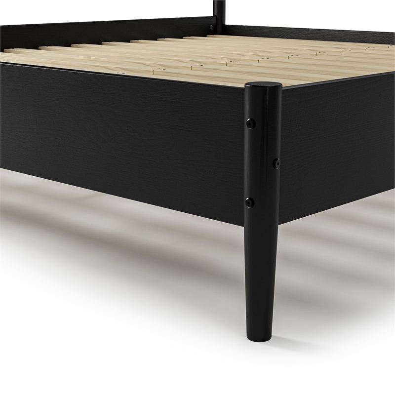 Mid Century Platform Bed King Size - Black Finish