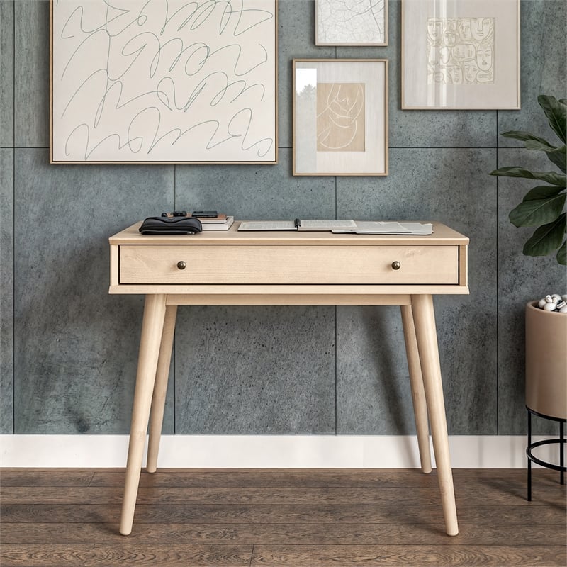 Mid Century Desk One Drawer - Light Oak Finish
