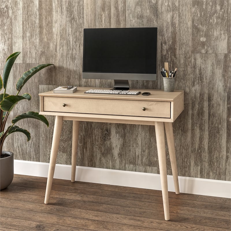 Mid Century Desk One Drawer - Light Oak Finish