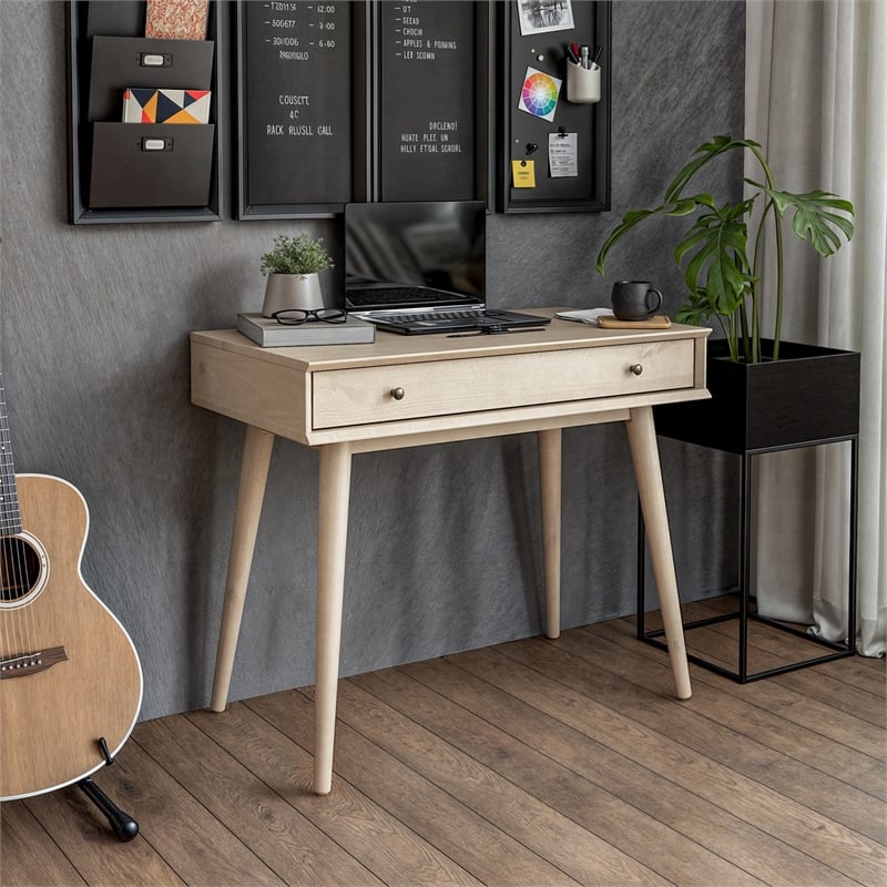 Mid Century Desk One Drawer - Light Oak Finish