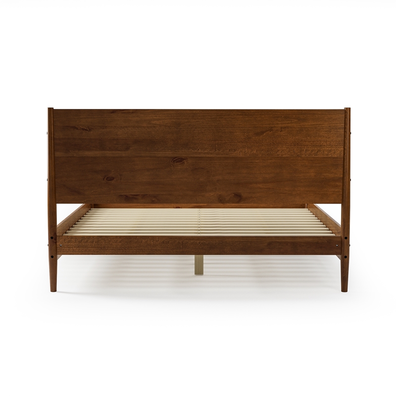 Mid Century Platform Bed King Size - Dark Pecan Finish