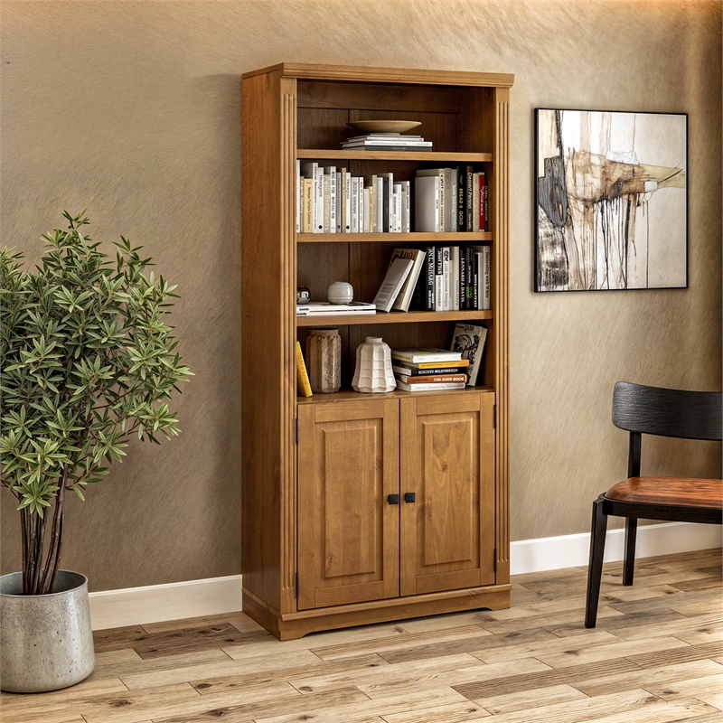 Newport Bookcase with Doors - Mocha Finish