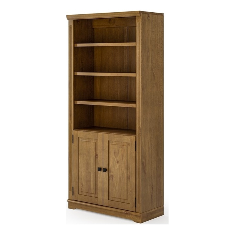 Newport Bookcase with Doors - Mocha Finish