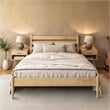 Mid-Century Modern Platform Bed - Light Oak Finish