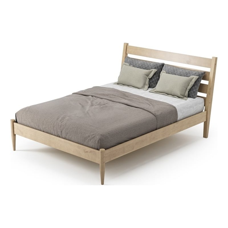 Mid-Century Modern Platform Bed - Light Oak Finish