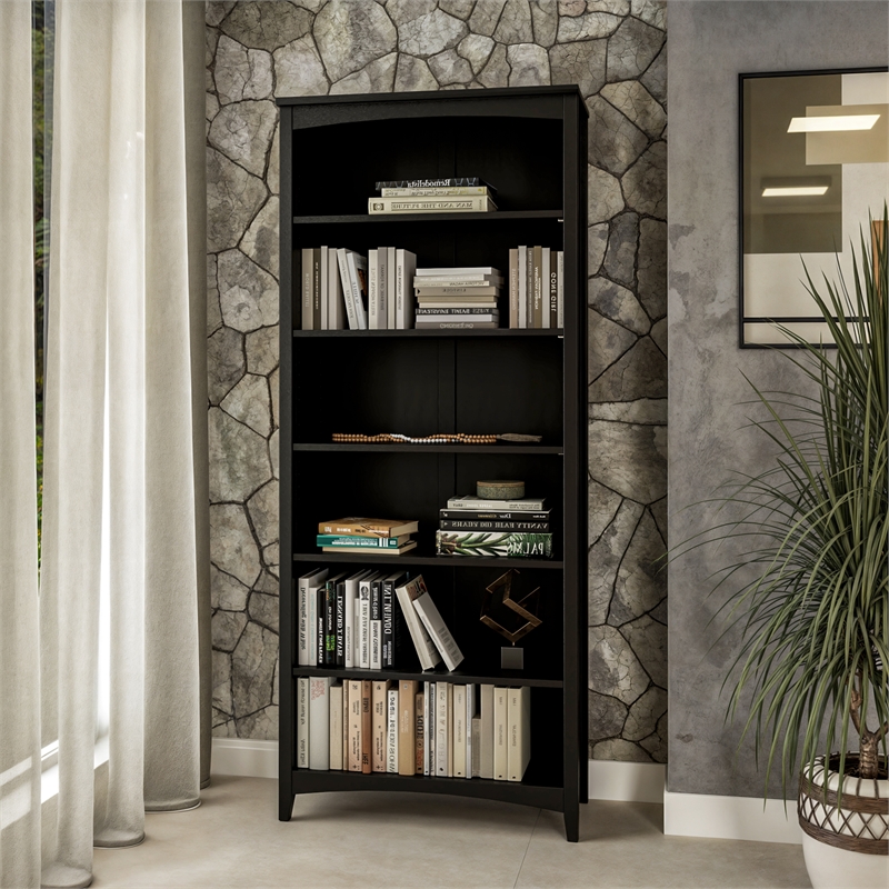Shaker Style Bookcase - Black Finish - 72