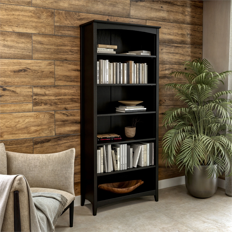 Shaker Style Bookcase - Black Finish - 72