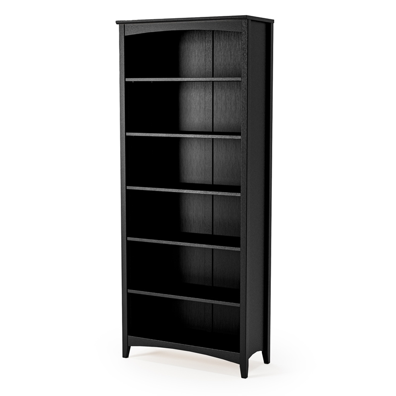 Shaker Style Bookcase - Black Finish - 72