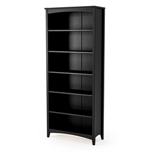 Shaker Style Bookcase - Black Finish - 72&quotH