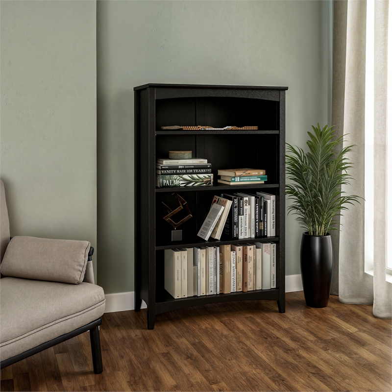 Shaker Style Bookcase - Black Finish - 48