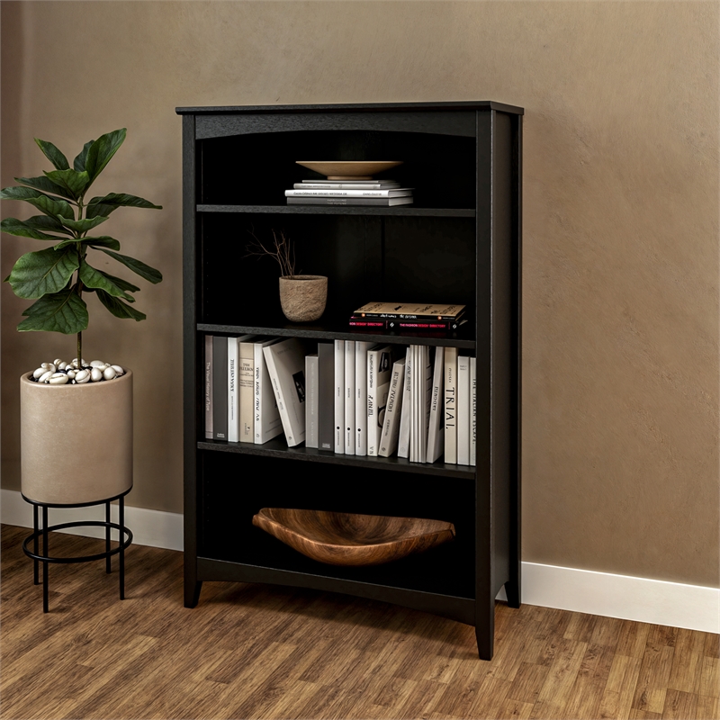Shaker Style Bookcase - Black Finish - 48