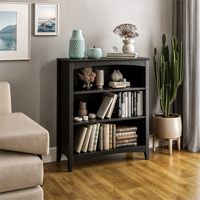 Shaker Style Bookcase - Black Finish - 36