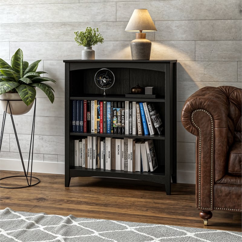 Shaker Style Bookcase - Black Finish - 36