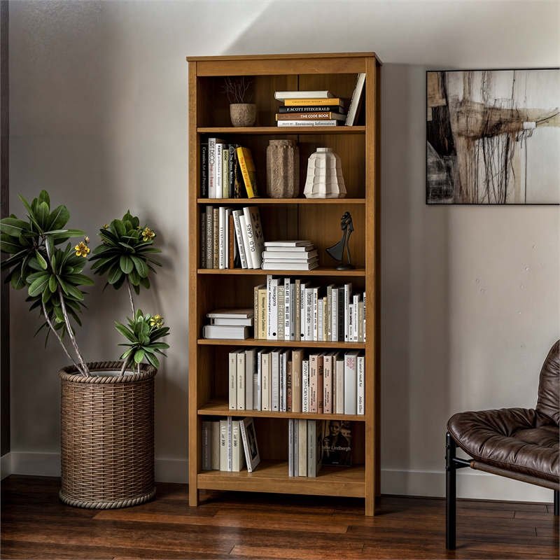 Classic Shaker Style Bookcase - Mocha Finish 72