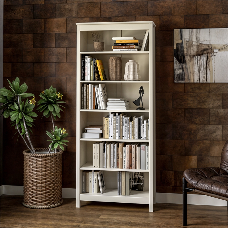 Classic Shaker Style Bookcase - Off White Finish 72