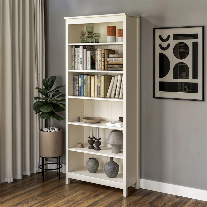 Classic Shaker Style Bookcase - Off White Finish 72