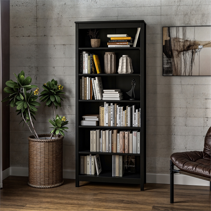 Classic Shaker Style Bookcase - Black Finish 72