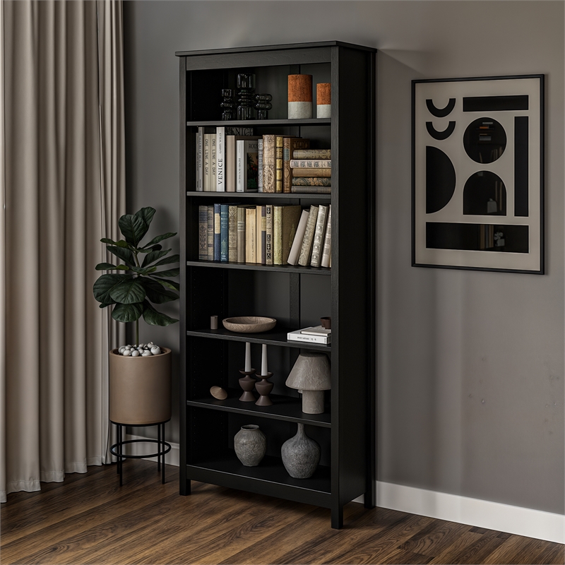 Classic Shaker Style Bookcase - Black Finish 72