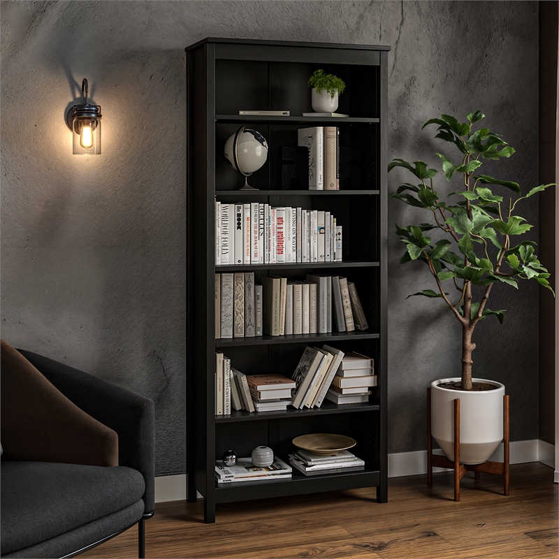 Classic Shaker Style Bookcase - Black Finish 72