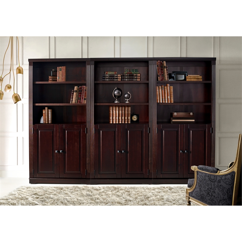 Newport Bookcase with Doors - Cappuccino Finish