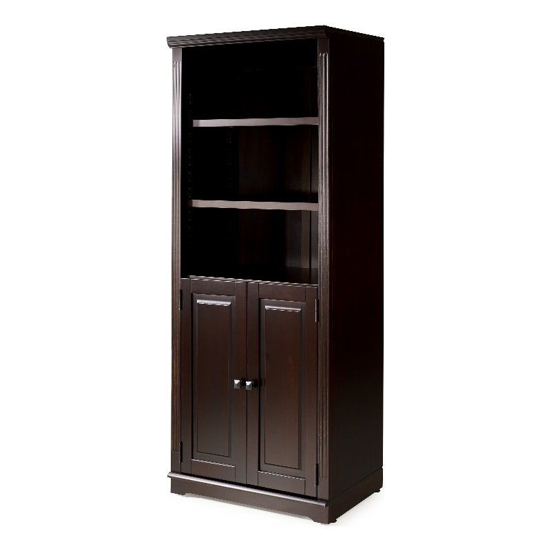 Newport Bookcase with Doors - Cappuccino Finish