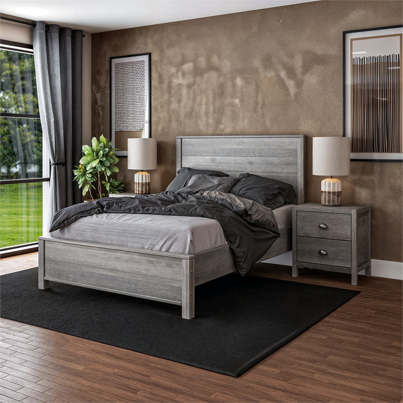 Standard Baja Solid Wood Bed - Full Size - Driftwood Grey Finish