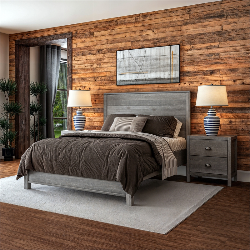 Standard Baja Solid Wood Bed - Full Size - Driftwood Grey Finish